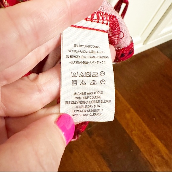 Free People All Dolled Up Women’s Red Paisley Pattern Mock Neck Boho Mini Dress - Picture 12 of 15